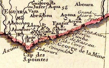 Africa 18th c. Map Near Cape Coast
